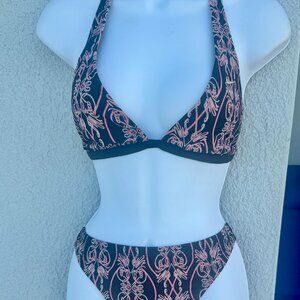 Nike Women's 2 Piece Swimsuit Bikini Black Pink Size 12